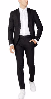 Black Polyester Two-Piece Suit