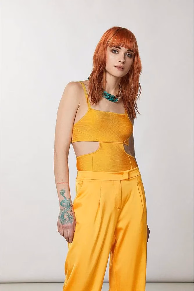 Patrizia Pepe Orange Viscose Tank Tops