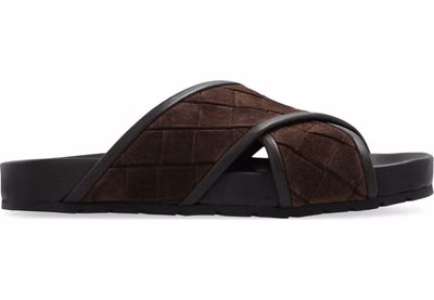 Brown Lamb Leather Flat Sandals