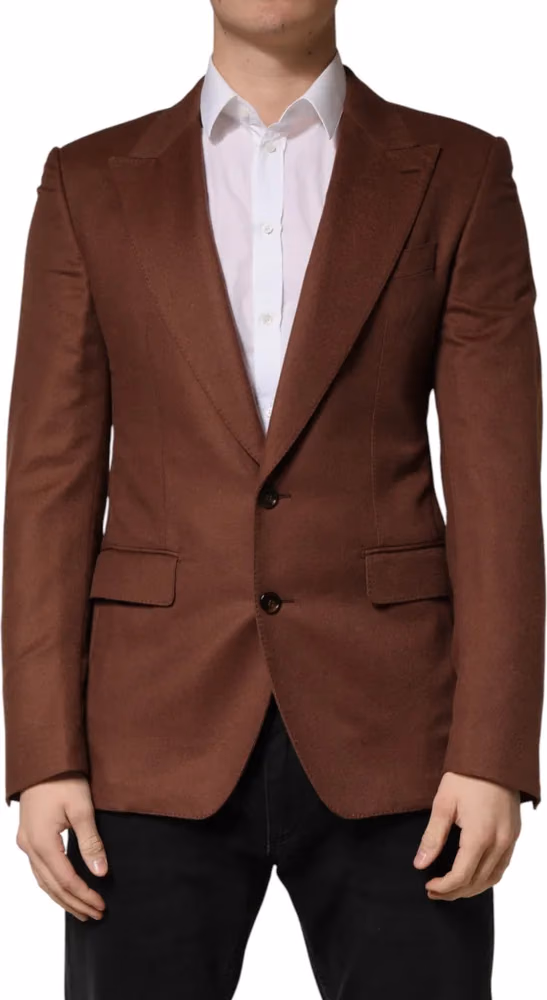 Dolce & Gabbana Brown Cashmere Single Breasted Jacket Blazer