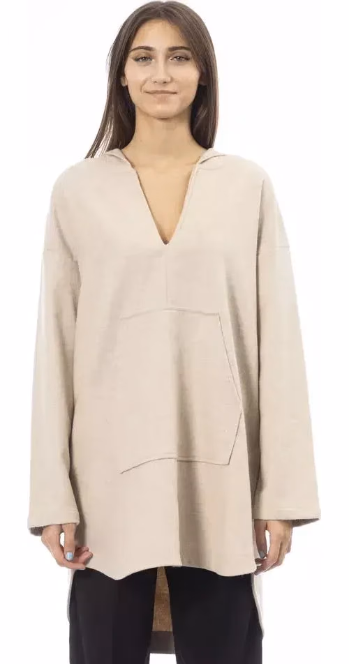 Alpha Studio Beige Wool Hoodie
