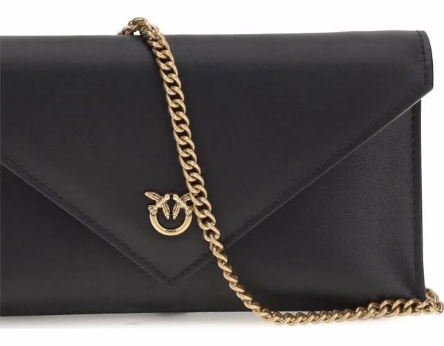 PINKO Black Calf Leather Bos Taurus Clutch Bag