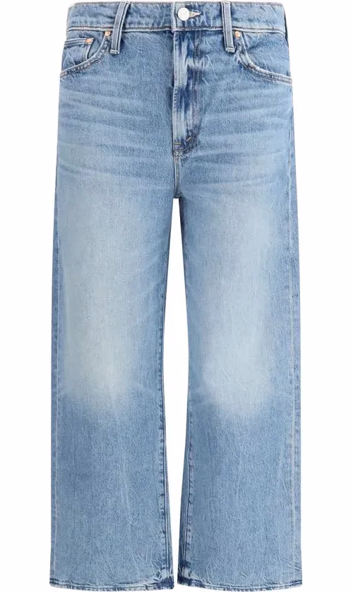 Mother Denim Blue Cotton Straight-Leg Jeans