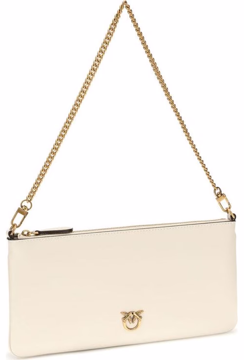 PINKO White Calf Leather Bos Taurus Shoulder Bag