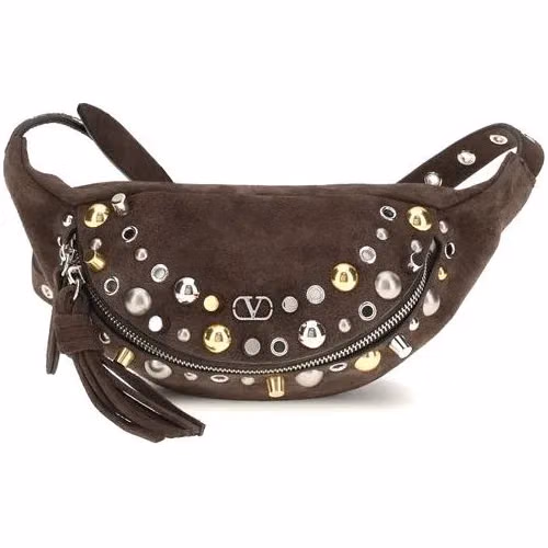 Valentino Garavani Brown Calf Leather Bos Taurus Shoulder Bag