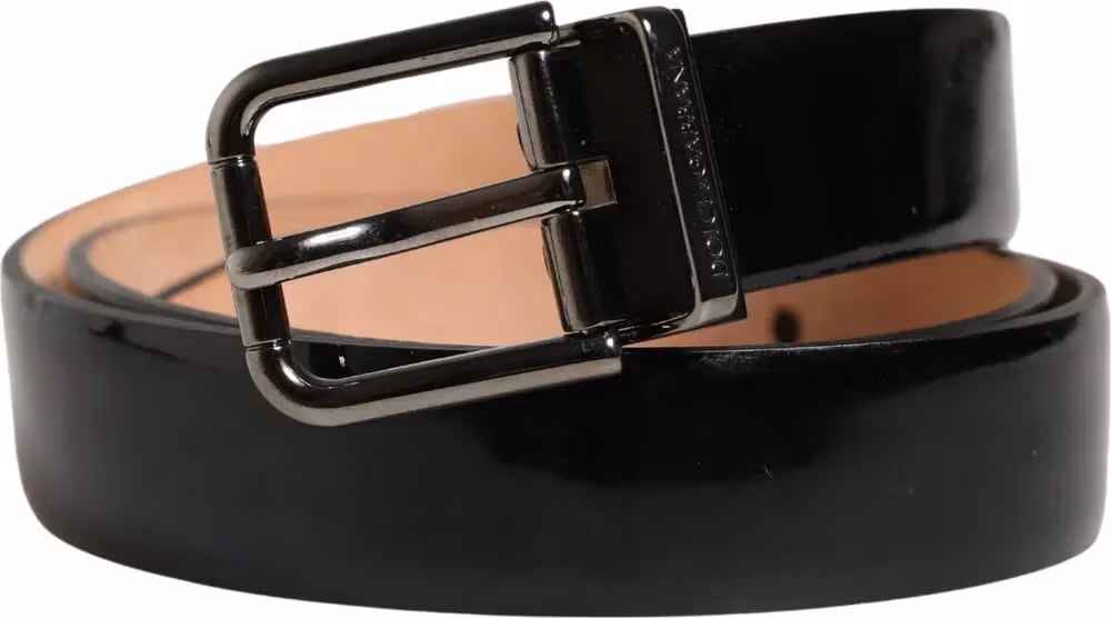 Dolce & Gabbana Men Black Classic Leather Metal Buckle Belt