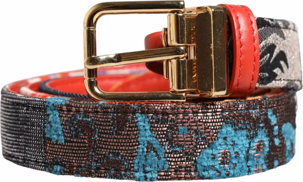 Dolce & Gabbana Multicolor Floral Jacquard Metal Buckle Belt