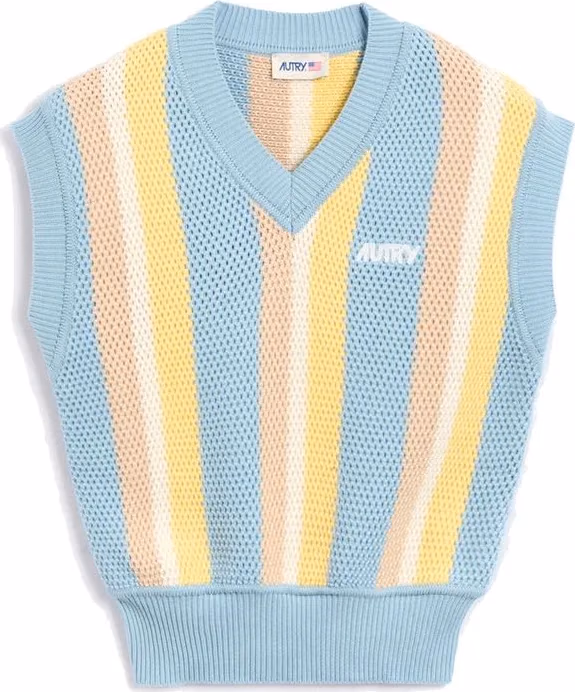 Autry Blue Cotton Waistcoat