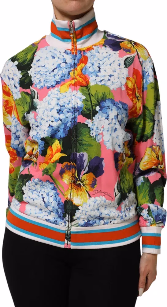 Dolce & Gabbana Multicolor Floral Print Zip Cardigan Jacket