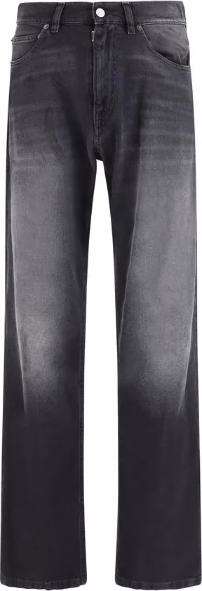 MM6 Black Cotton Straight-Leg Jeans