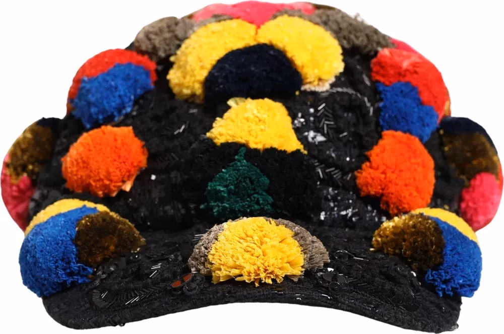 Dolce & Gabbana Multicolor Pom Poms Sequin Embellishment Hat