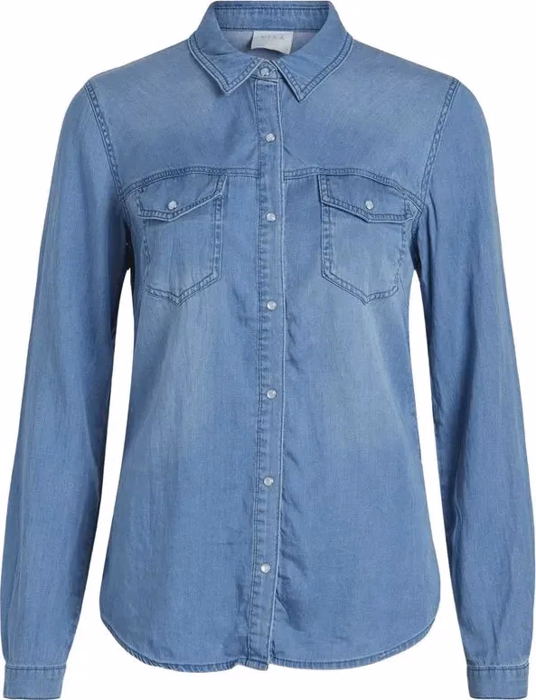 Vila Clothes Light Blue Cotton Blouse