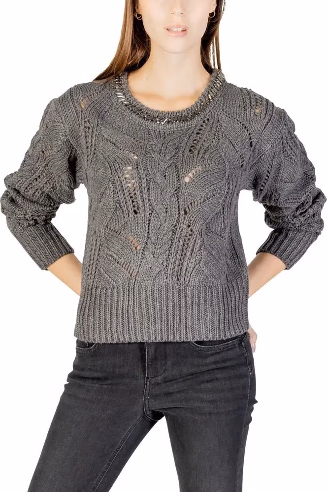 Liu Jo Gray Marabou Sweatshirt
