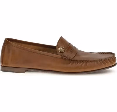 Brown Calf Leather Bos Taurus Slip-On Loafers