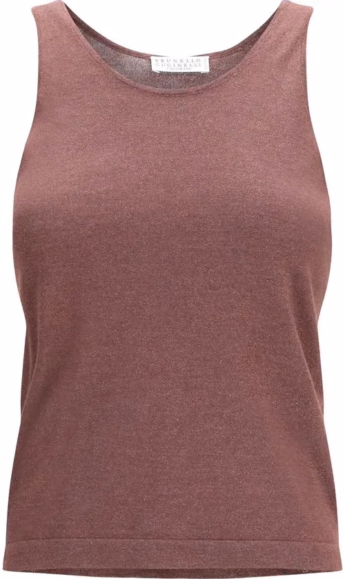 Brunello Cucinelli Bordeaux Cashmere Sleeveles T-Shirt