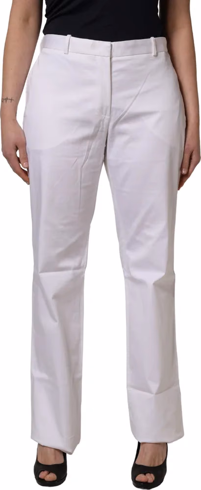 GF Ferre White Mid Waist Straight Chino Women Trouser Pants