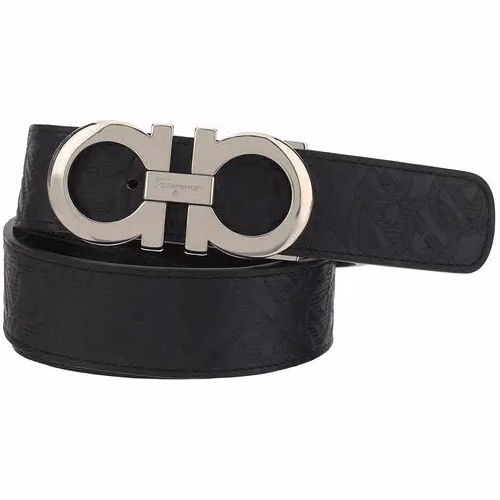 Ferragamo Black Calf Leather Bos Taurus Belt