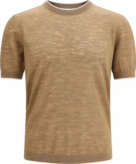 Brooksfield Beige Linen Shortsleeve Shirt