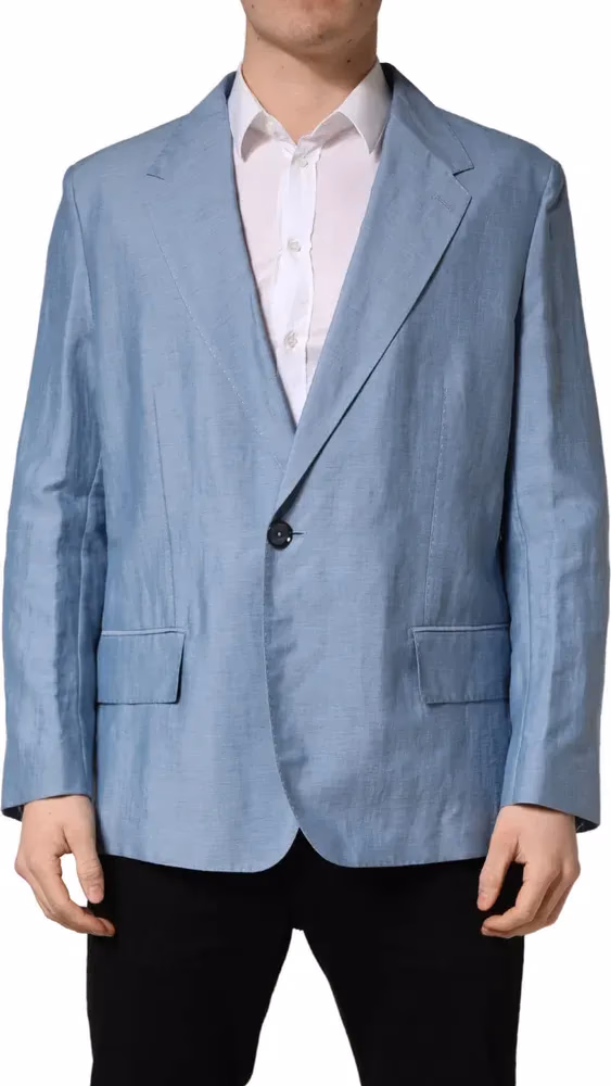 Dolce & Gabbana Light Blue Single Breasted Men Jacket Blazer