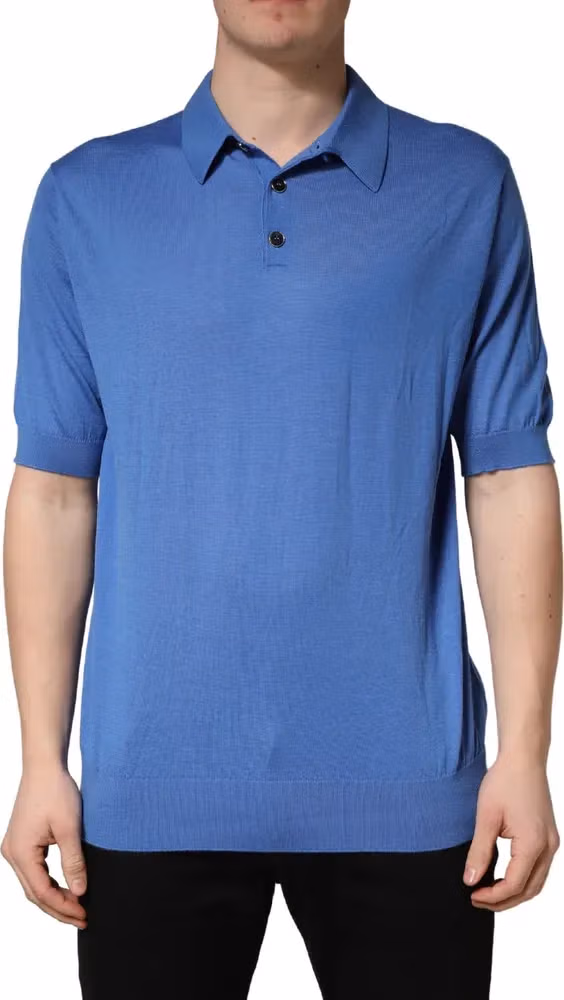 Dolce & Gabbana Blue Cashmere Short Sleeves Polo  T-shirt