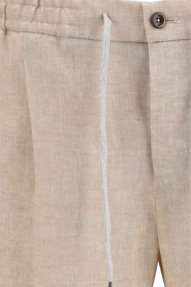 PT Torino Beige Linen Casual Pants