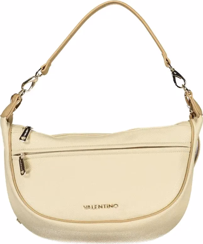 Mario Valentino Beige Polyurethane Women's Bag With Adjustable Shoulder Strap
