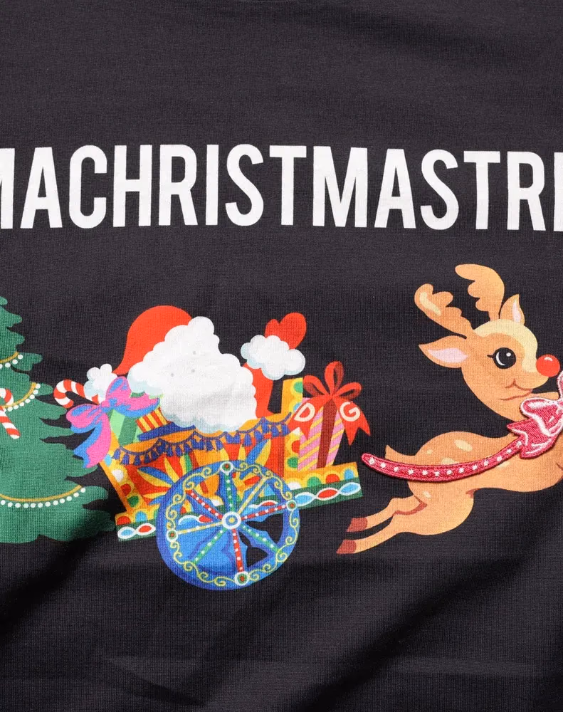 Dolce & Gabbana Black #IAMACHRISTMASTREE Print Cotton T-shirt