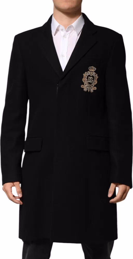 Dolce & Gabbana Black Heraldic Patch Single Breasted Jacket