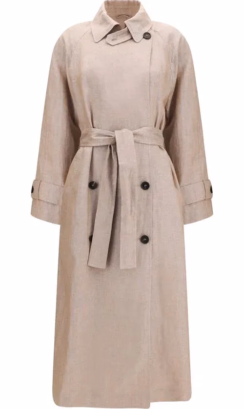 Brunello Cucinelli Multicolor Linen Trench Coat