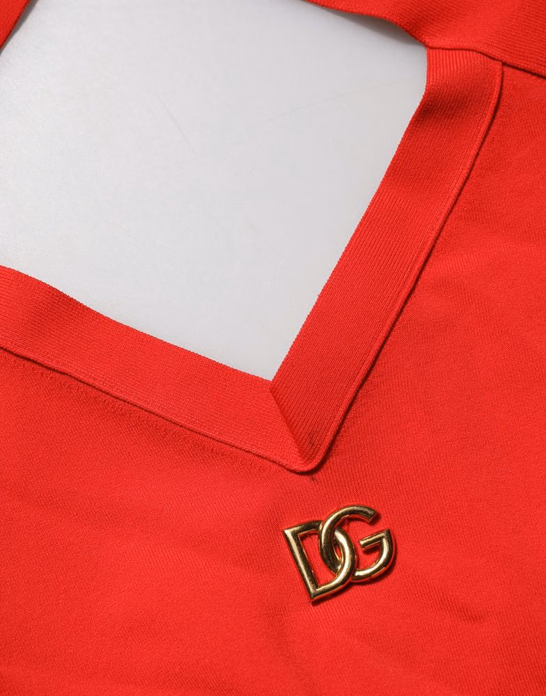 Dolce & Gabbana Red Viscose Sleeveless Halter Crop Tank Top