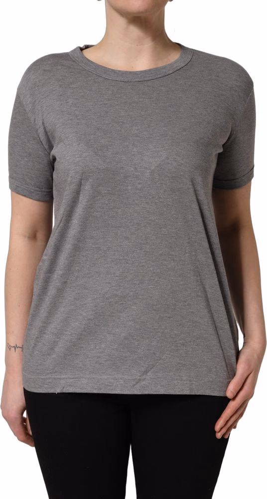 Dolce & Gabbana Grey Cotton Short Sleeves Crew Neck T-shirt