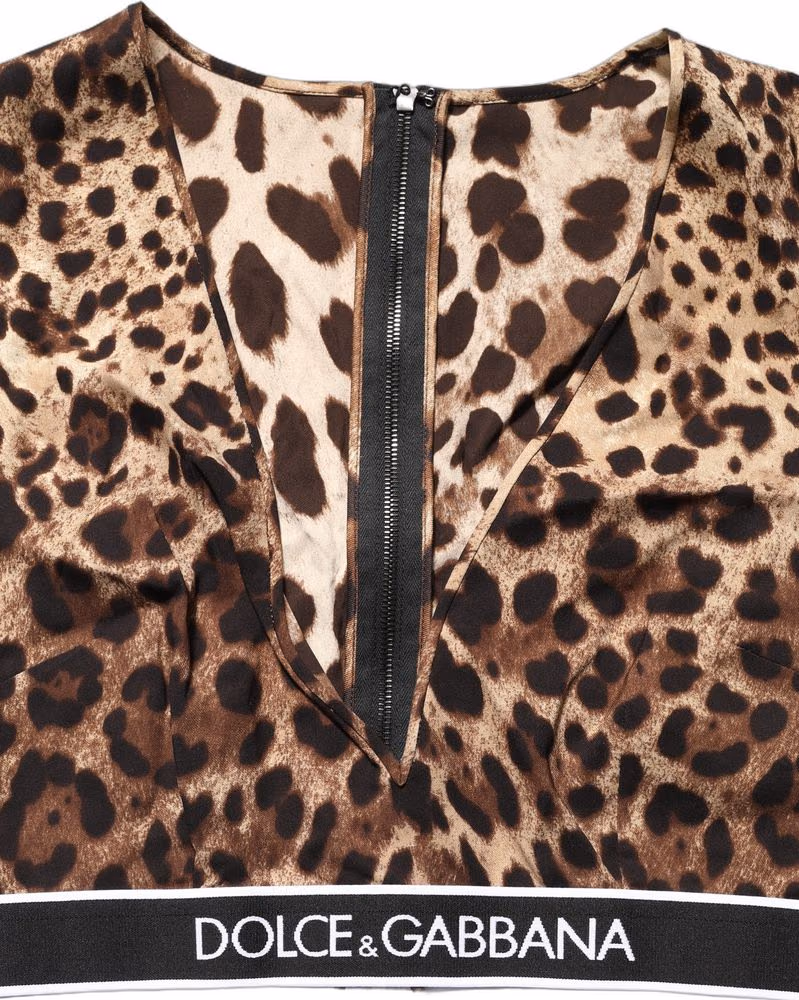 Dolce & Gabbana Brown Leopard Print Cropped Silk Tank Top
