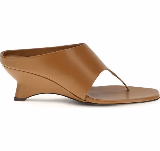 Khaite Brown Calf Leather Bos Taurus Platform Sandals