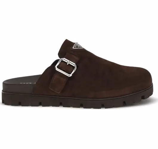 Prada Brown Calf Leather Bos Taurus Mules