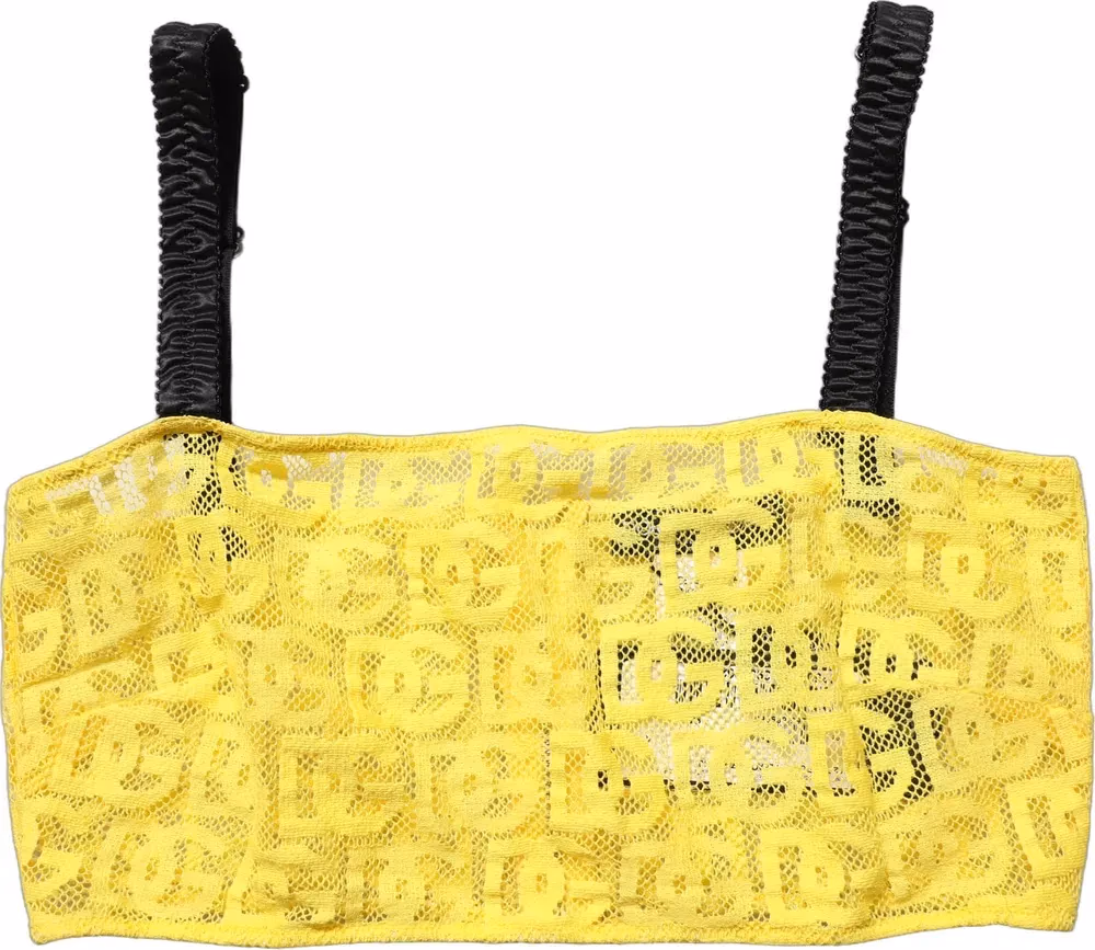Dolce & Gabbana Yellow Cotton Crepe Chiffon Crop Bralette Top