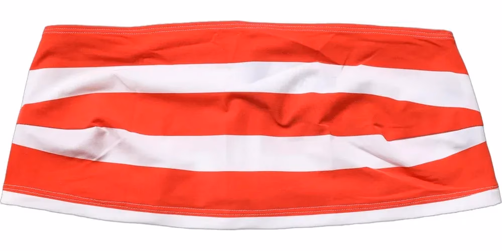 Dolce & Gabbana White Red Nylon Striped Ribbed Tube Crop Top