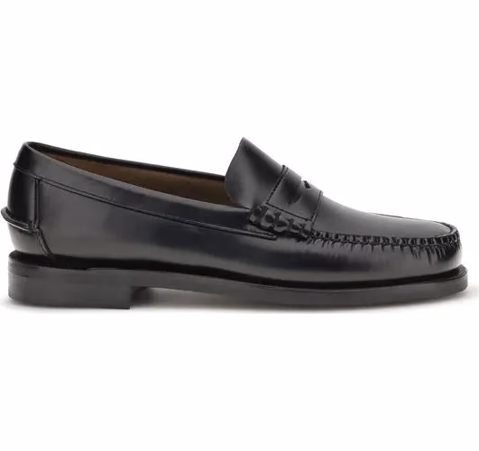 Sebago Black Calf Leather Bos Taurus Slip-On Loafers