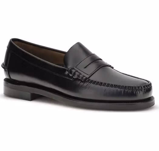 Sebago Black Calf Leather Bos Taurus Slip-On Loafers