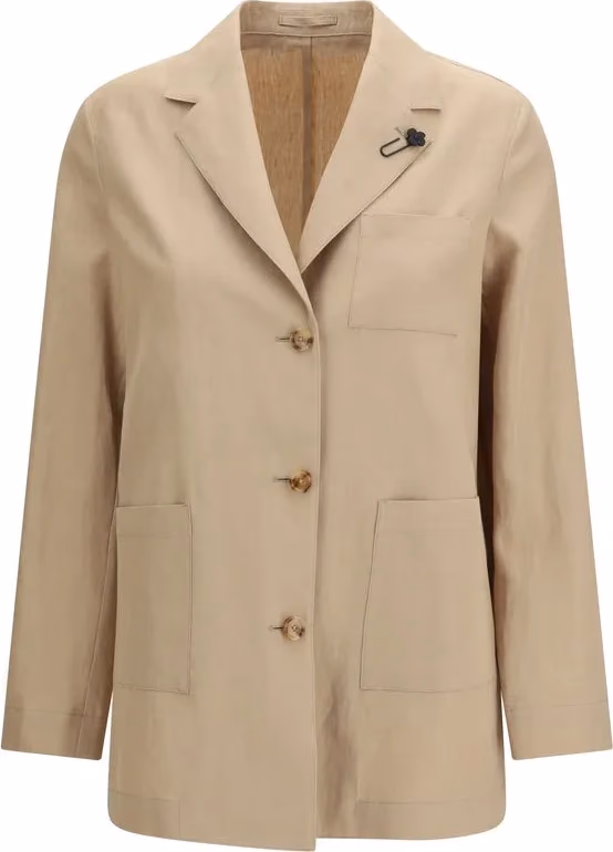 Lardini Beige Wool Oves Aries Full-Length Jacket