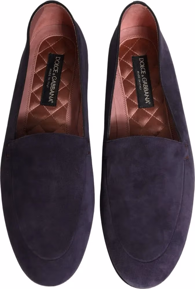 Dolce & Gabbana Violet Velvet Slip On Men Flats Loafers Shoes