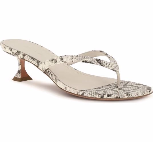 Amina Muaddi Gray Calf Leather Bos Taurus Flat Sandals