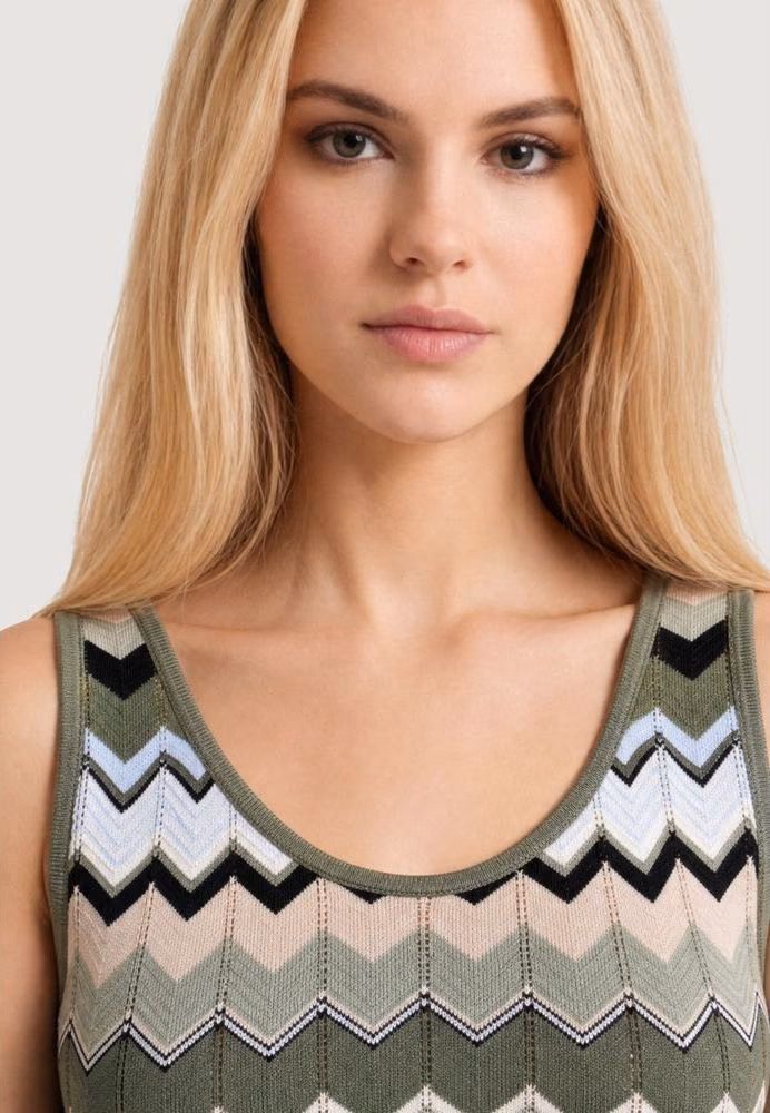 Street One Green Marabou Tank Tops