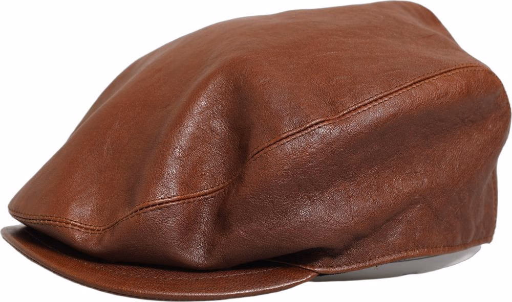 Dolce & Gabbana Men Brown Lamb Leather Newsboy Cloth Capello Hat