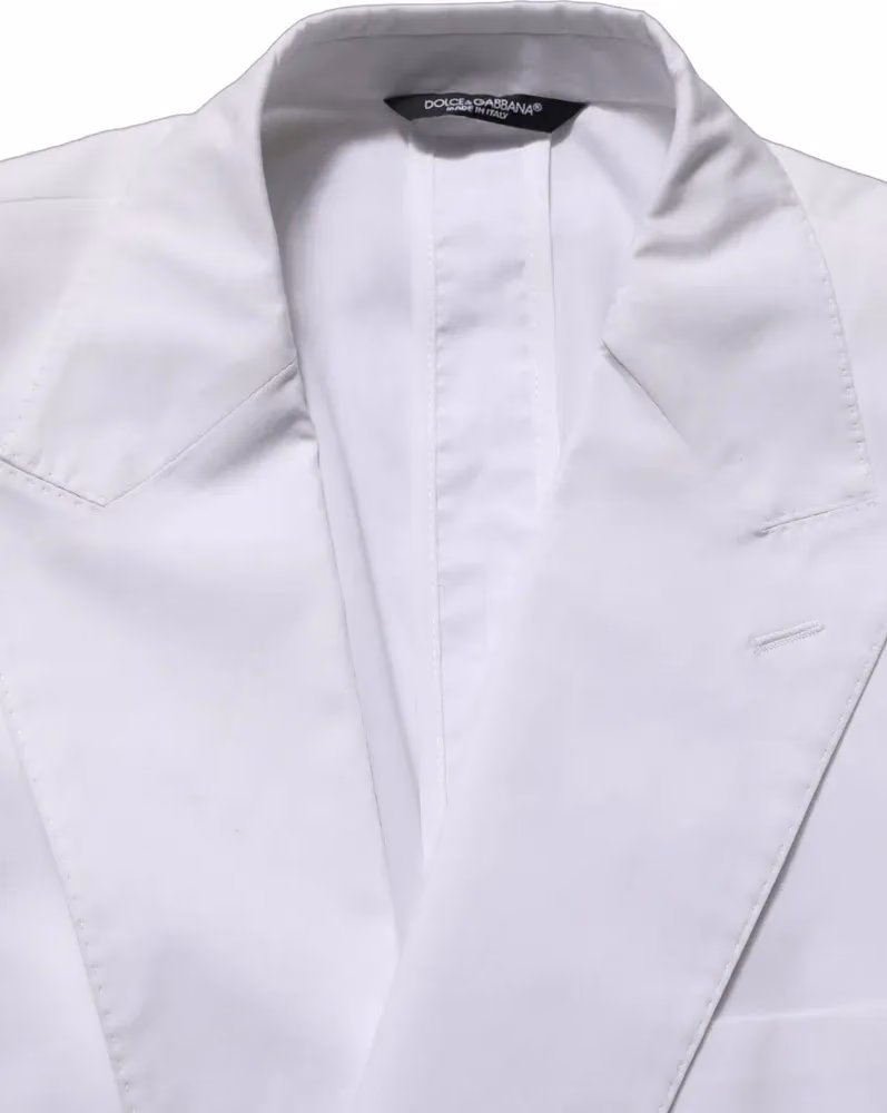 Dolce & Gabbana White Cotton Double Breasted Blazer Jacket