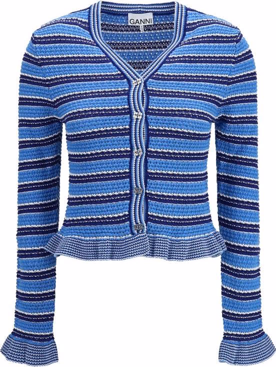 Ganni Blue Cotton Cardigan