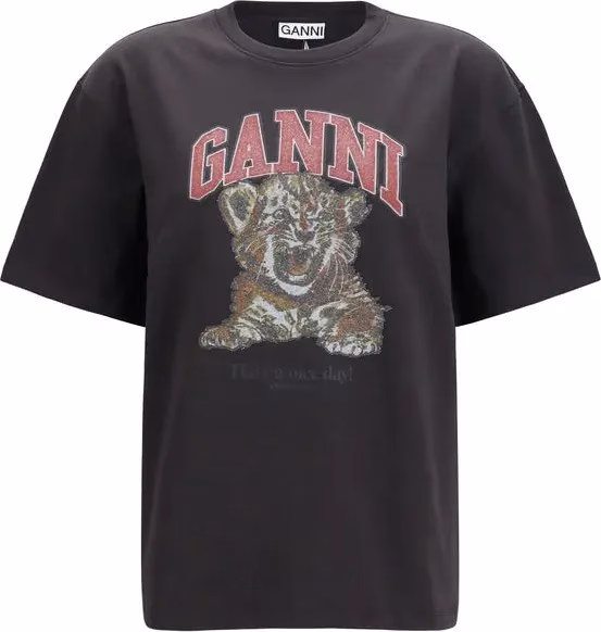 Ganni Black Cotton T-Shirt