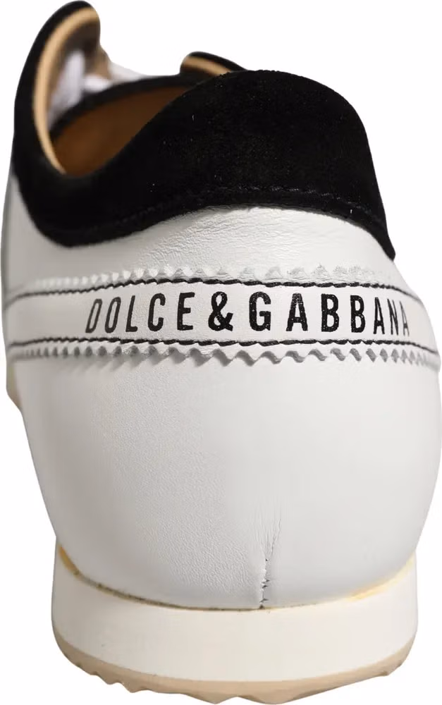 Dolce & Gabbana Black White Leather Suede Low Top Sneakers Shoes
