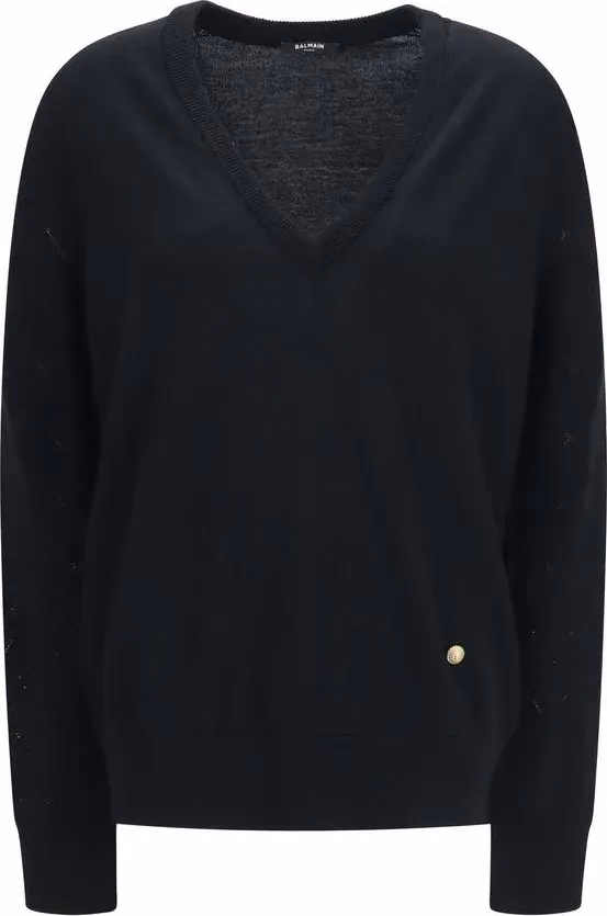 Balmain Black Wool Oves Aries Sweatshirt