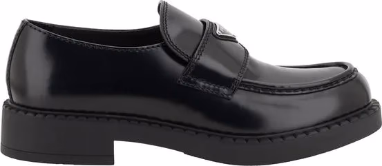Prada Black Calf Leather Bos Taurus Platform Loafers