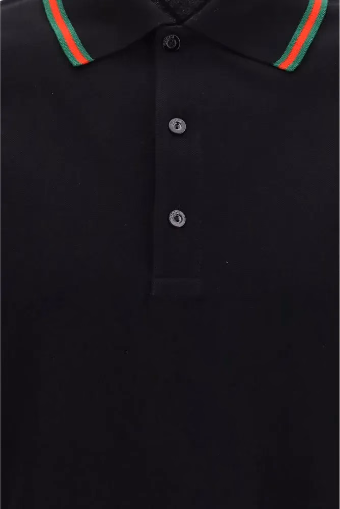 Gucci Black Cotton Polo Shirt